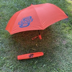 OSU Oklahoma State University Push-Button Umbrella Folding Orange