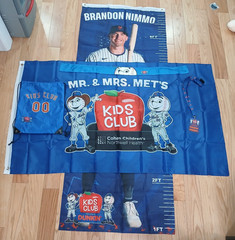 (6) NY Mets Mr Mrs Met Kids Club Headband Lanyard Drawstring Bag Flag Lot SGA