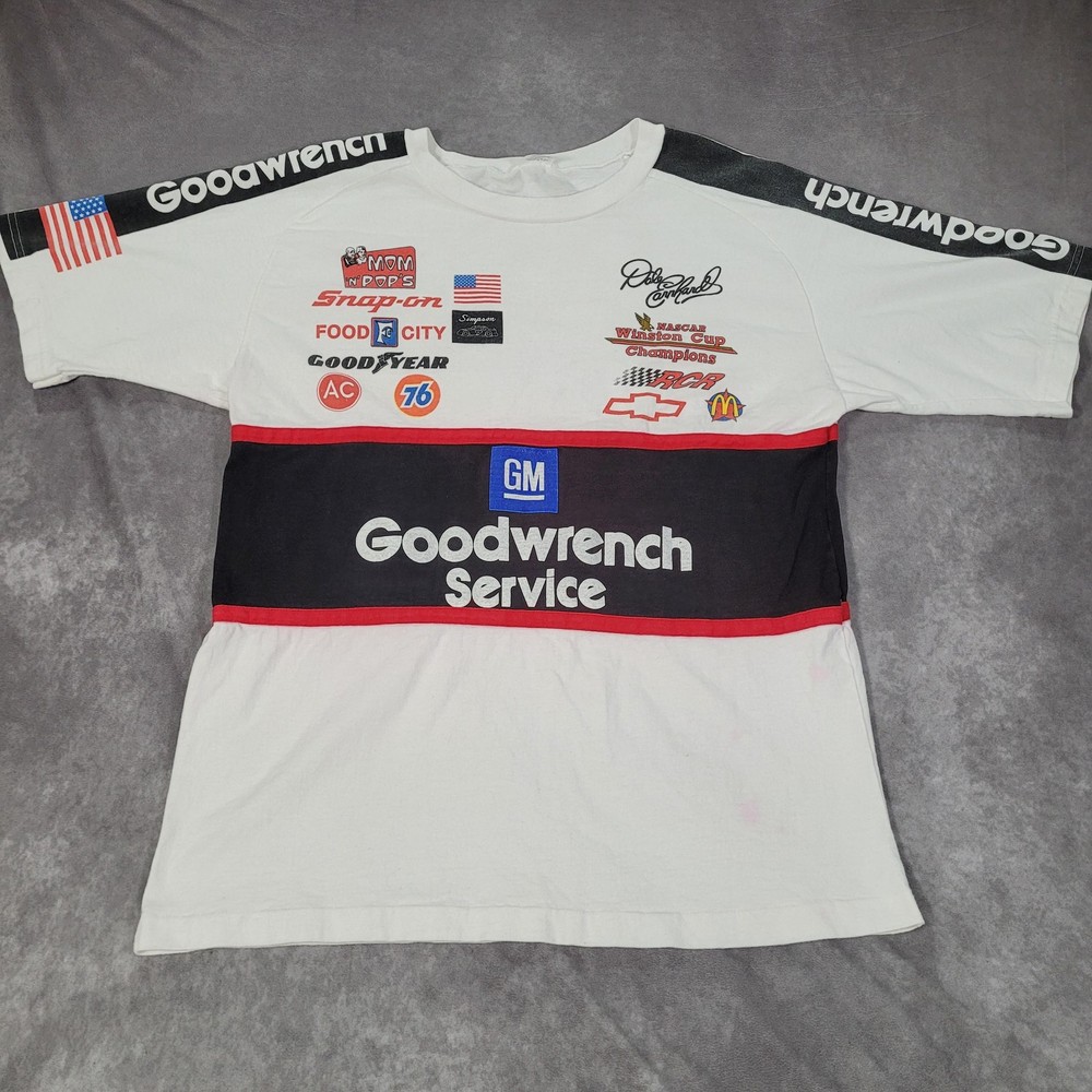 Vintage Dale Earnhardt Shirt Mens XL White NASCAR GM Goodwrench Service 3 RCR
