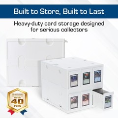 6 Drawer Card Catalog – White | Stackable Trading Card Organizer Box | Holds …