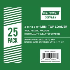 Mini Size Top Loaders 2 3/8″ x 3 1/4″ Toploaders for Cards or Stickers – 25 Pack