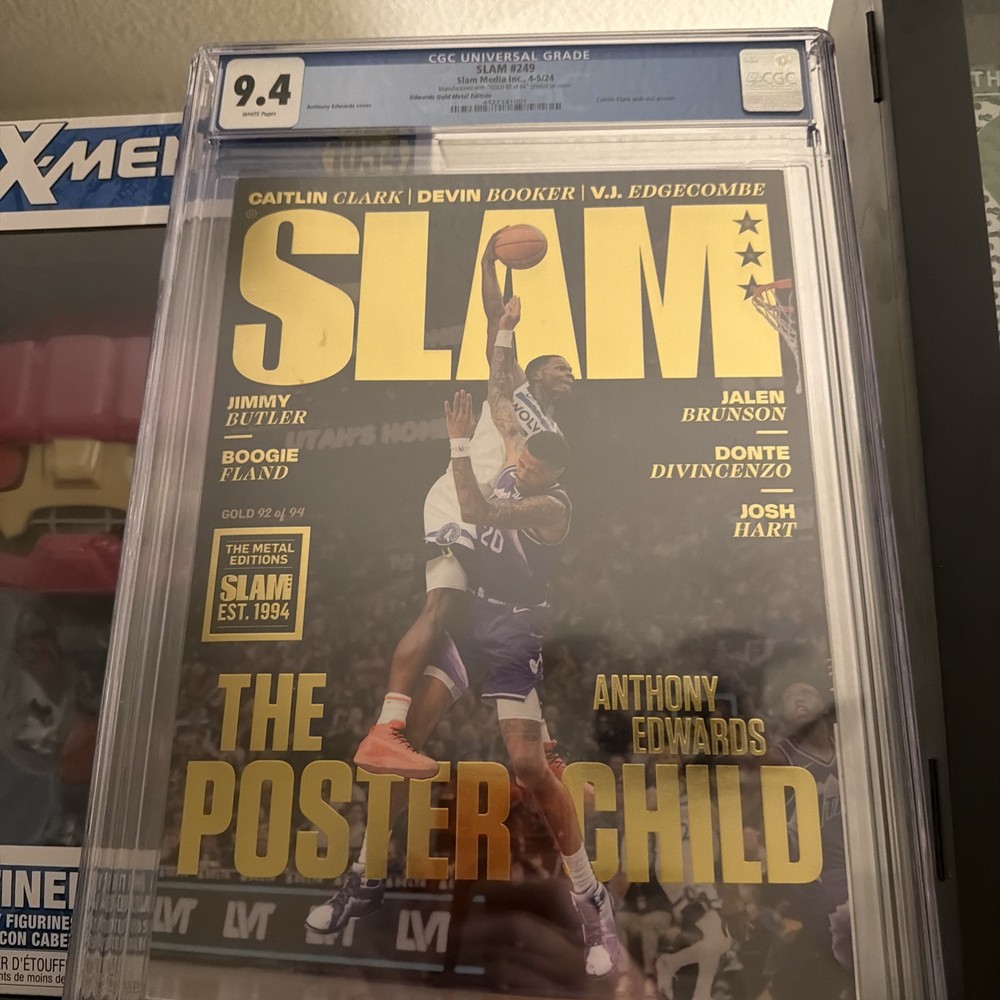 Gold Metal SLAM 249 Anthony Edwards /94 CGC 9.4 Limited Magazine JERSEY # Serial
