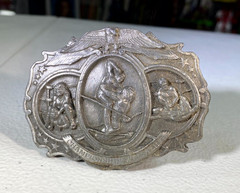 Vintage 1986 Championship Wrestling Belt Buckle Bergamot Brass Works NICE!! BB06
