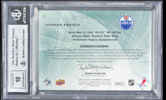 JORDAN EBERLE 2011-12 SP Authentic Limited Patch Autograph 009/100 BGS 8.5