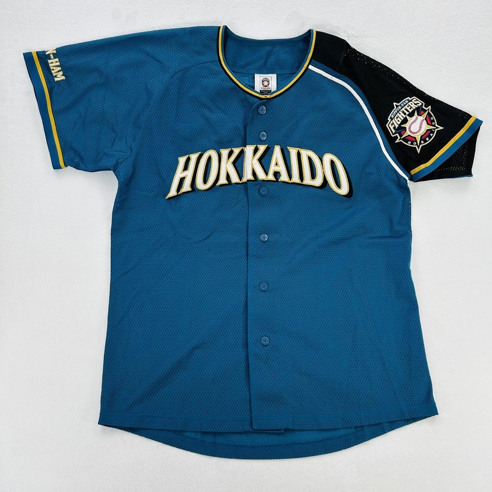 Hokkaido Nippon-Ham Fighters Jersey Mens Medium Blue Black Japan NPB Baseball