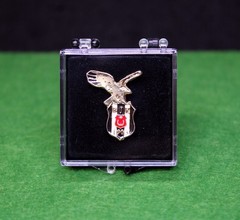 Turkish Super Lig Football Club Besiktas JK Logo with Eagle Pin in Display Case
