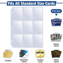 Trading Card Binder Sheets, 648 Double Sided Pockets, 9 Per Page, Clear