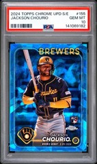Jackson Chourio 2024 Topps Chrome Update Sapphire #USCS155 Chrome RC PSA 10