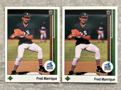 (2) 1989 Upper Deck FRED MANRIQUE “Back Photo” Error Correct Baseball Cards #628