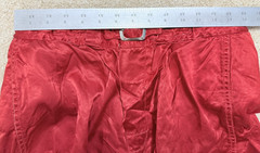 Vintage 40s 50s Red Satin MacGregor GoldSmith Boxing Shorts Chrome Buckle Button