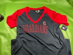 Cleveland Guardians V-Neck Women’s Red/Blue Tshirt Campus Lifestyle NEW RR
