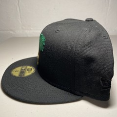 New Era 59FIFTY LA Dodgers Palm Tree Fitted Hat Size 8 Black Gold Side NWT