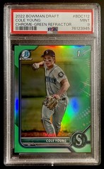 Cole Young 2022 Bowman Draft Chrome Green Refractor /99 PSA 9 Rookie RC #BDC112