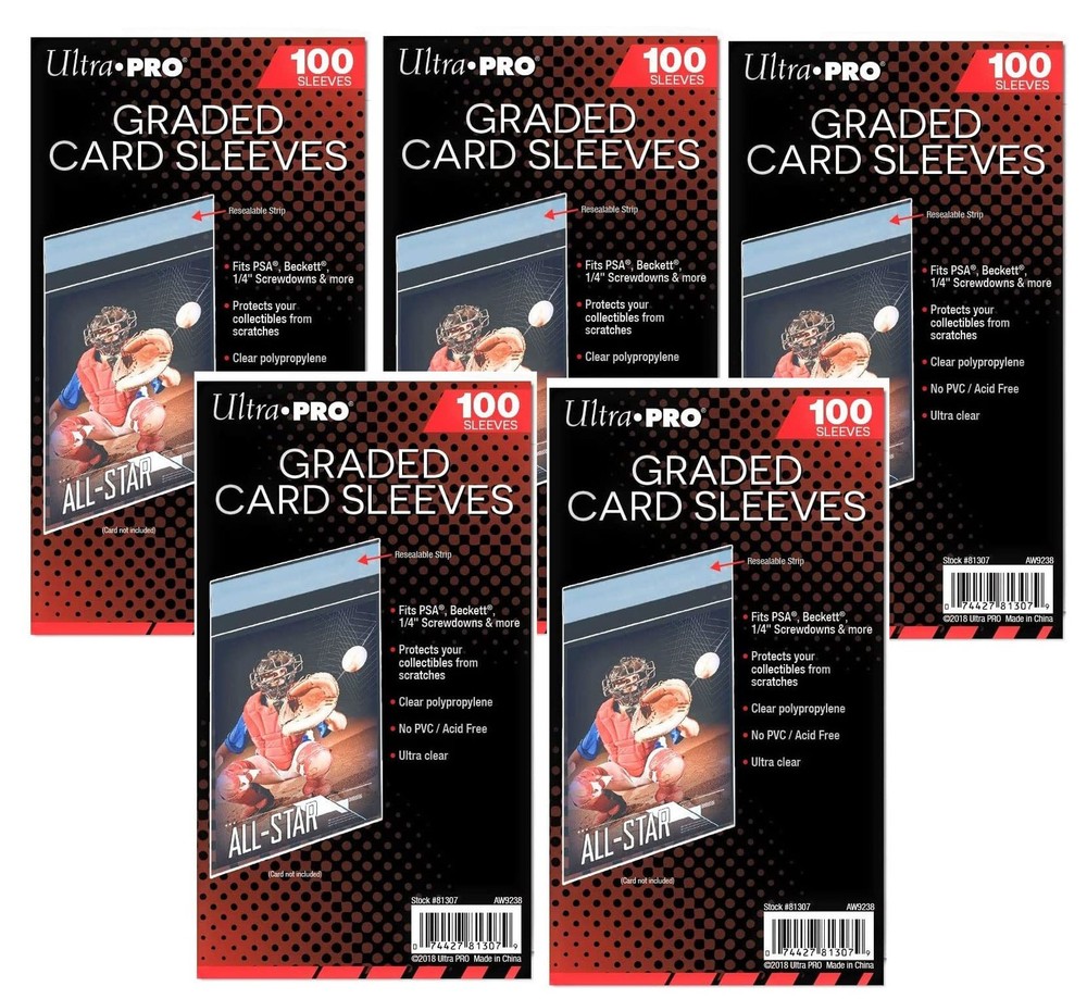 5 Ultra Pro Graded Card Sleeve Packs with Resealable Strip 500 Total (5 Black