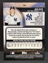 2025 Stadium Club Red Foil Ben Rice RC New York Yankees #196