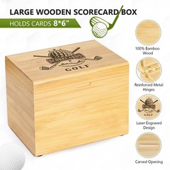 Golf Scorecard Collection Box with 5 Wooden Dividers – Golf Storage Box Organize