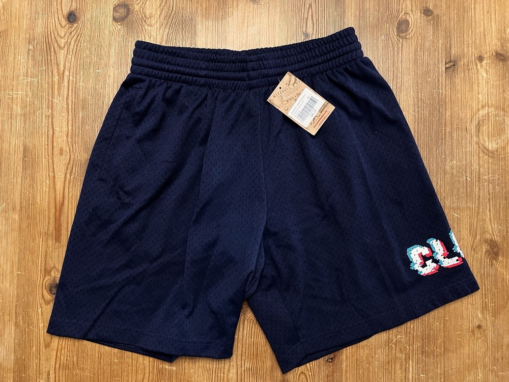 Mitchell & Ness Mens Branded Clottee Navy Shorts Medium MSRP $85