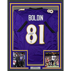 Framed Facsimile Autographed Anquan Boldin 35×39 Baltimore Purple Reprint Jersey