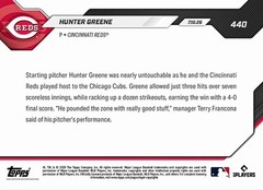 💥2026 Topps Now #440💥HUNTER GREENE 12 K’s 1st Win 2026 – Reds – Presale