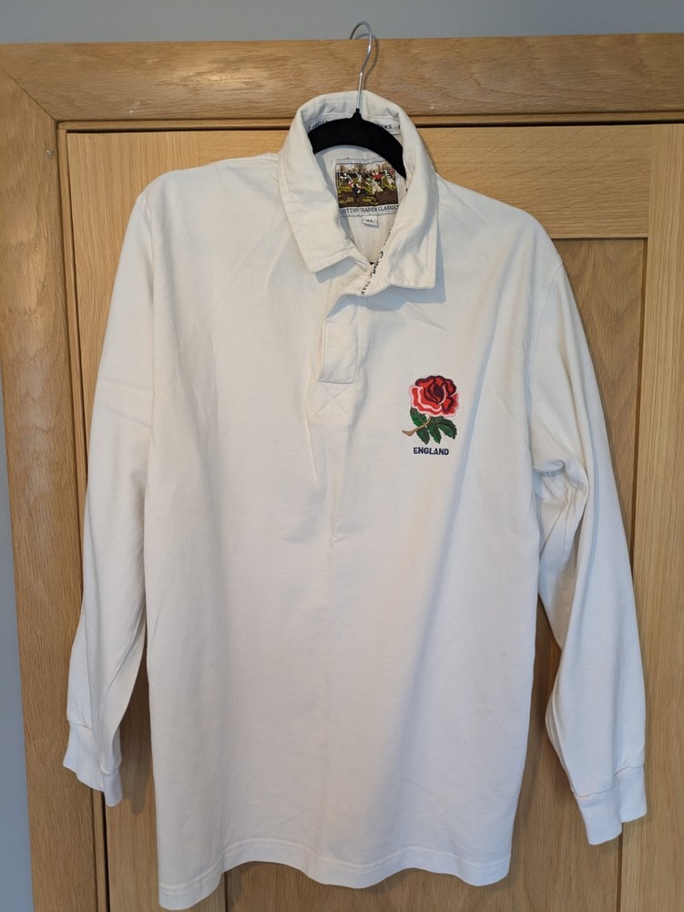Vintage 1990’s England Rugby Union Jersey Cotton Traders Long Shirt Size XL