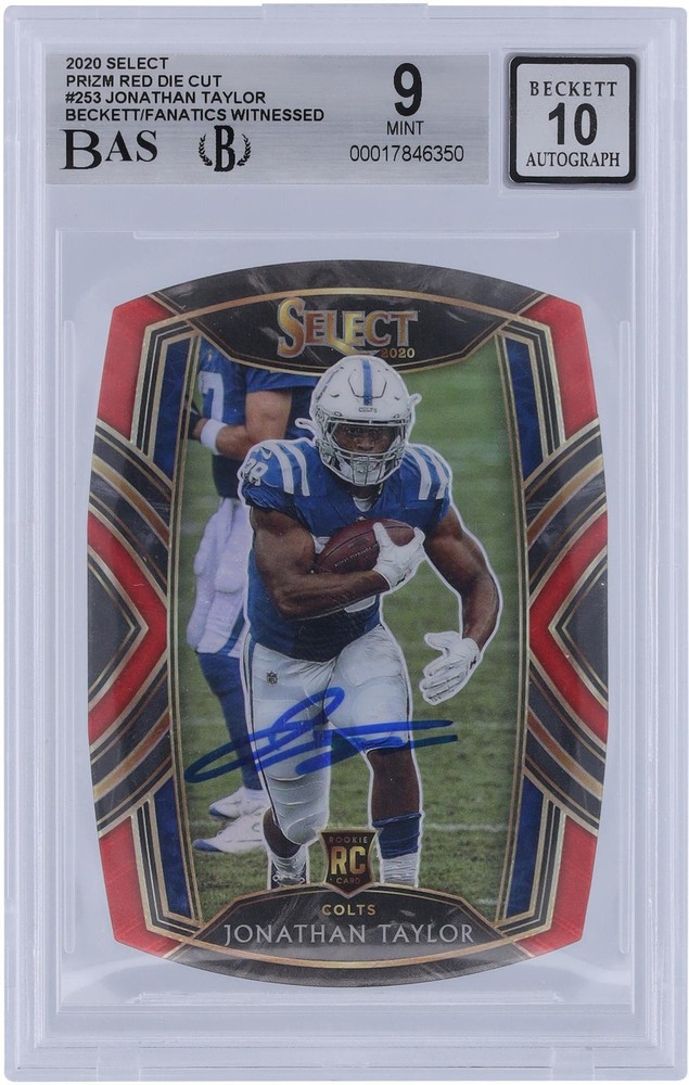 Jonathan Taylor Colts Signed 2020 Panini Select Die Cut 253 BAS 9/10 Rookie Card