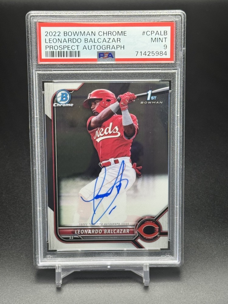 2022 Bowman Chrome Leonardo Balcazar Prospect Autographs Base Auto PSA 9 Reds