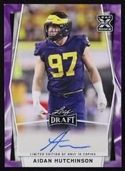 AIDAN HUTCHINSON 2022 Leaf Draft XRC Auto “Purple” Michigan Wolverines 1 of 10!