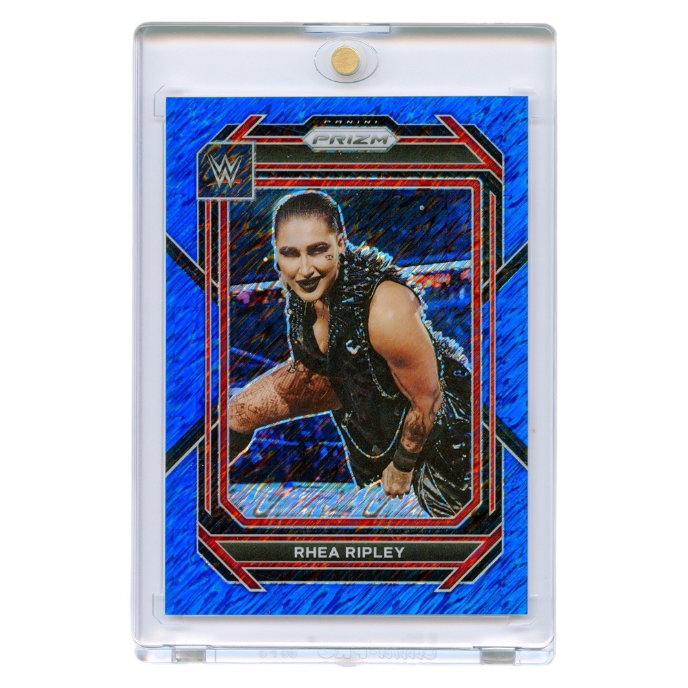 2023 Panini Prizm WWE Rhea Ripley #134 Blue Shimmer FOTL Prizm 9/11 Near Mint