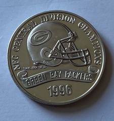 1996 GB Packers NFC Central Champ Coin-1 Troy Oz .999 Sterling-Highland Mint-COA