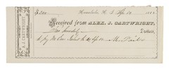 1882 A.J. Cartwright Holograph Receipt – Baseball Hall of Fame Pioneer – JSA LOA