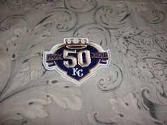 Free Ship, KC Royals 50 Years patch, authentic MLB, 4 inches by 3.5, embroidered