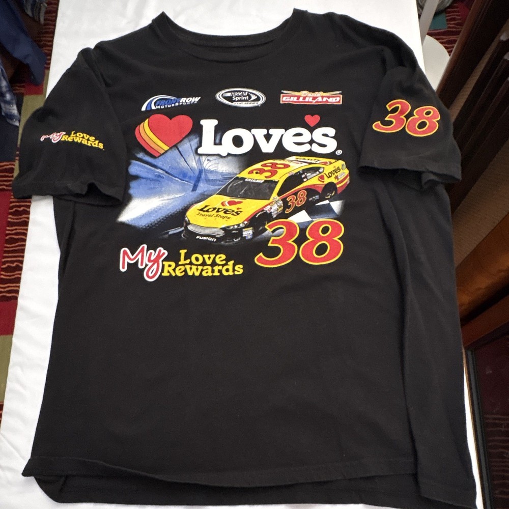JH Design NASCAR David Gilliland #38 Front Row Motorsports Love’s Shirt XL