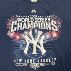 New York Yankees 2009 World Series Champions Tshirt Blue Large Unisex Casual MLB