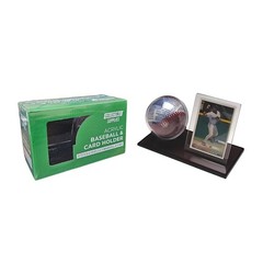 Acrylic Baseball and Card Display Case | Acrylic Holder | Black Base and Clea