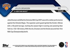 Jalen Brunson MVP Emirates NBA Cup Topps Now 82