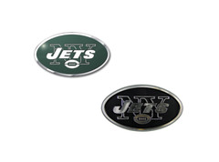New 2pc New York Jets 3D Chrome Plastic & Aluminum Color Emblem Sticker Decals