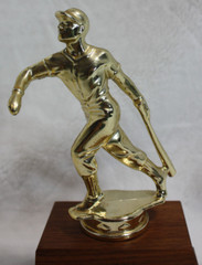 Vintage Baseball Trophy Topper Figure Batter 4″ Cast Aluminum & Wood Base