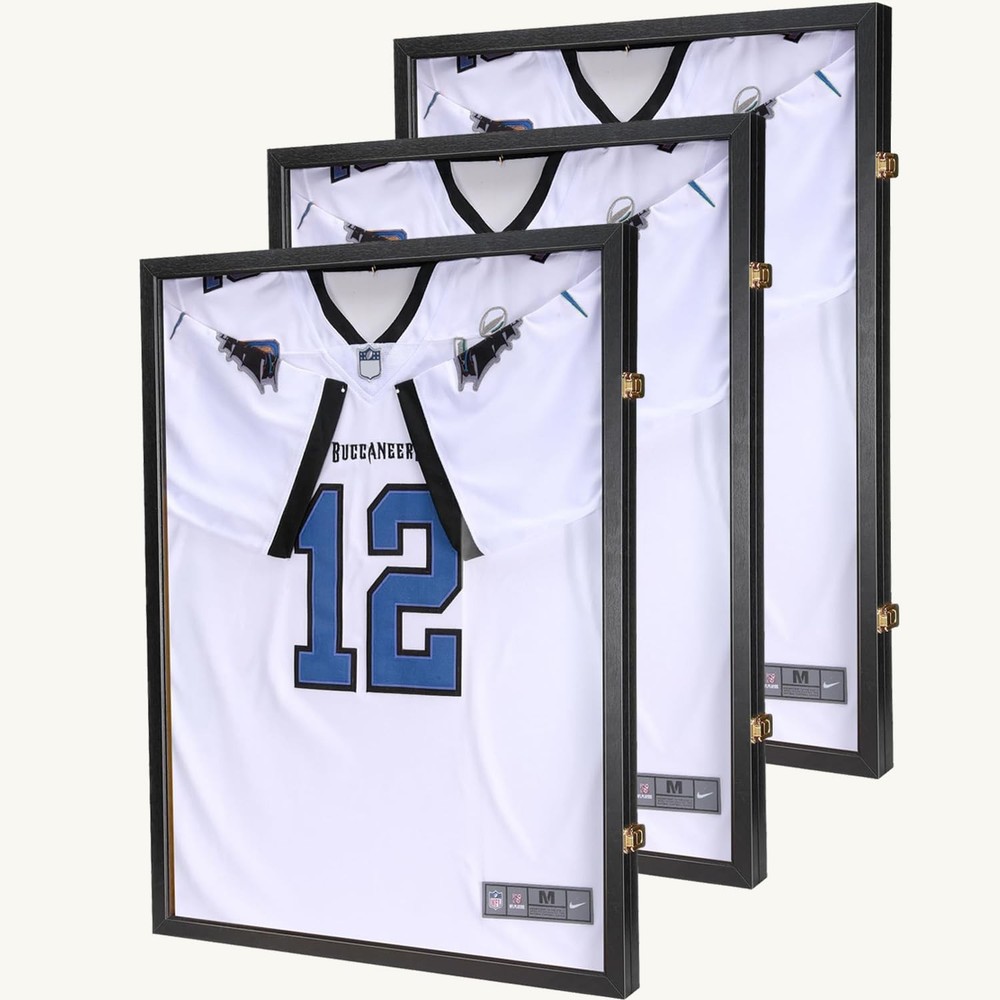 BAIJIALI Jersey Wooden Frame Display Case -Shadow Box with 98% UV Protection Acr