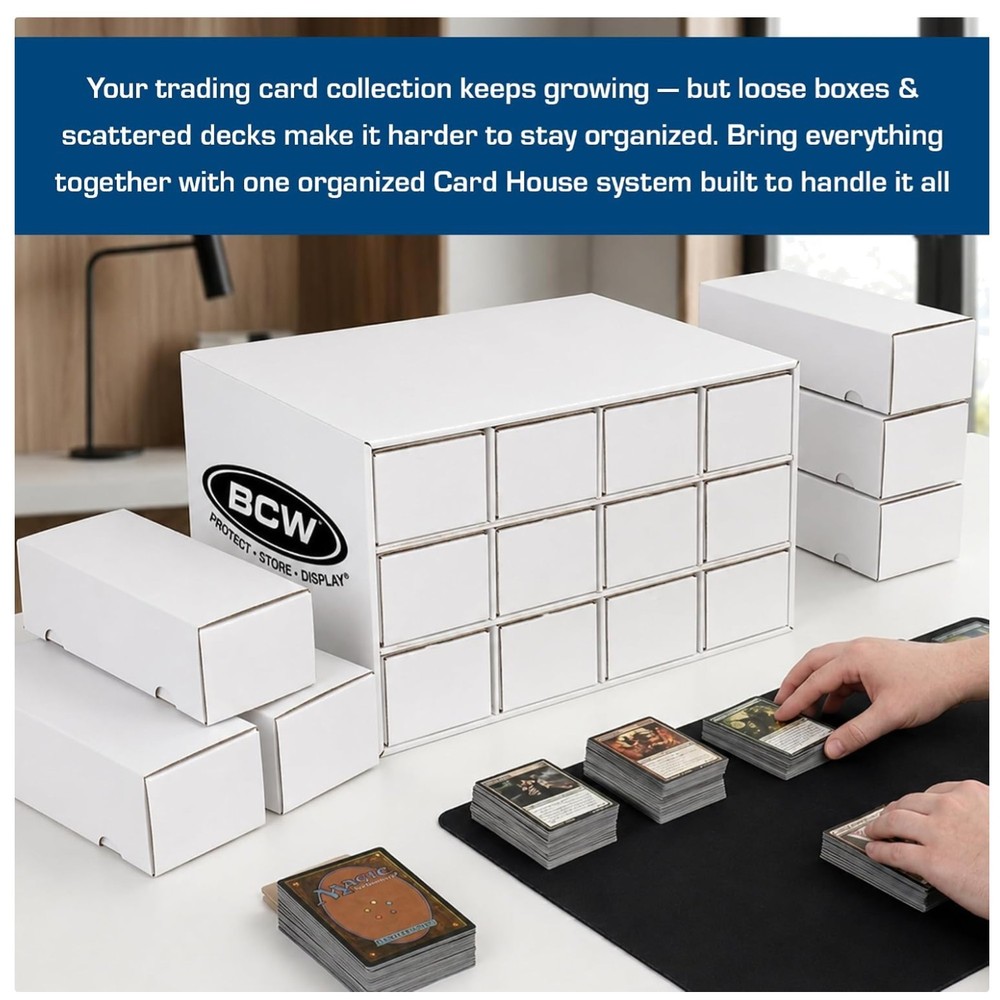 Trading Card Storage Unit with 12 Boxes | Holds 9600 Cards