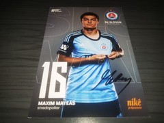 Maxim Mateas hand signed Slovan Bratislava Club autograph card