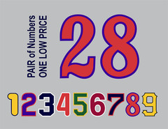 VARSITY Tackle Twill Pro Authentic Jersey Number Kit Like Yankees Braves Tigers