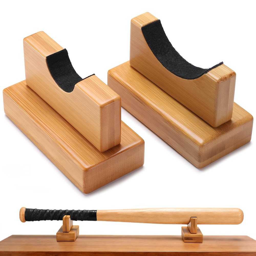 Baseball Bat Display Holder Horizontal Sturdy Burlywood 2Pcs Desktop Stand