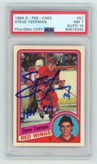 Steve Yzerman 1984 O-Pee-Chee #67 Signed Rookie RC w/ HOF ’09 Ins. PSA 7 10 Auto
