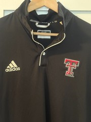 Texas Tech Red Raiders Adidas Polo Shirt Mens XL Black Double T Patch NCAA