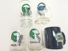 Lot of 5 Vintage 80’s 90’s Philadelphia Eagles NFL Drinking Tumbler Glasses Mug