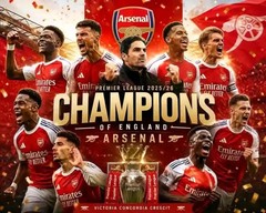 Arsenal 2025-2026 Premier League Champions 8×10 Photo