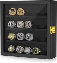Championship Ring Display Case: Wooden Shadow Box with 20 Ring Posts Sports A…