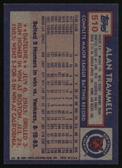 1984 Topps #510 Alan Trammell Free Shipping