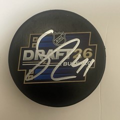 Ivar Stenberg Signed 2026 NHL Draft Puck Autographed Sweden GTP Sharks
