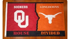 Oklahoma Boomer Sooners UT Texas Longhorns House Divided Rivalry Flag 3×5 Gift
